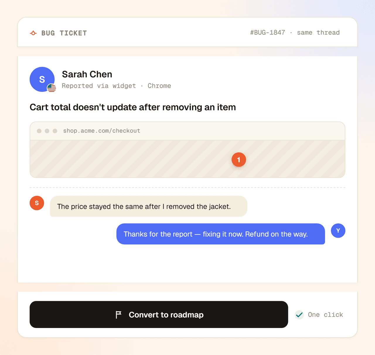 Bug reports talk to support
